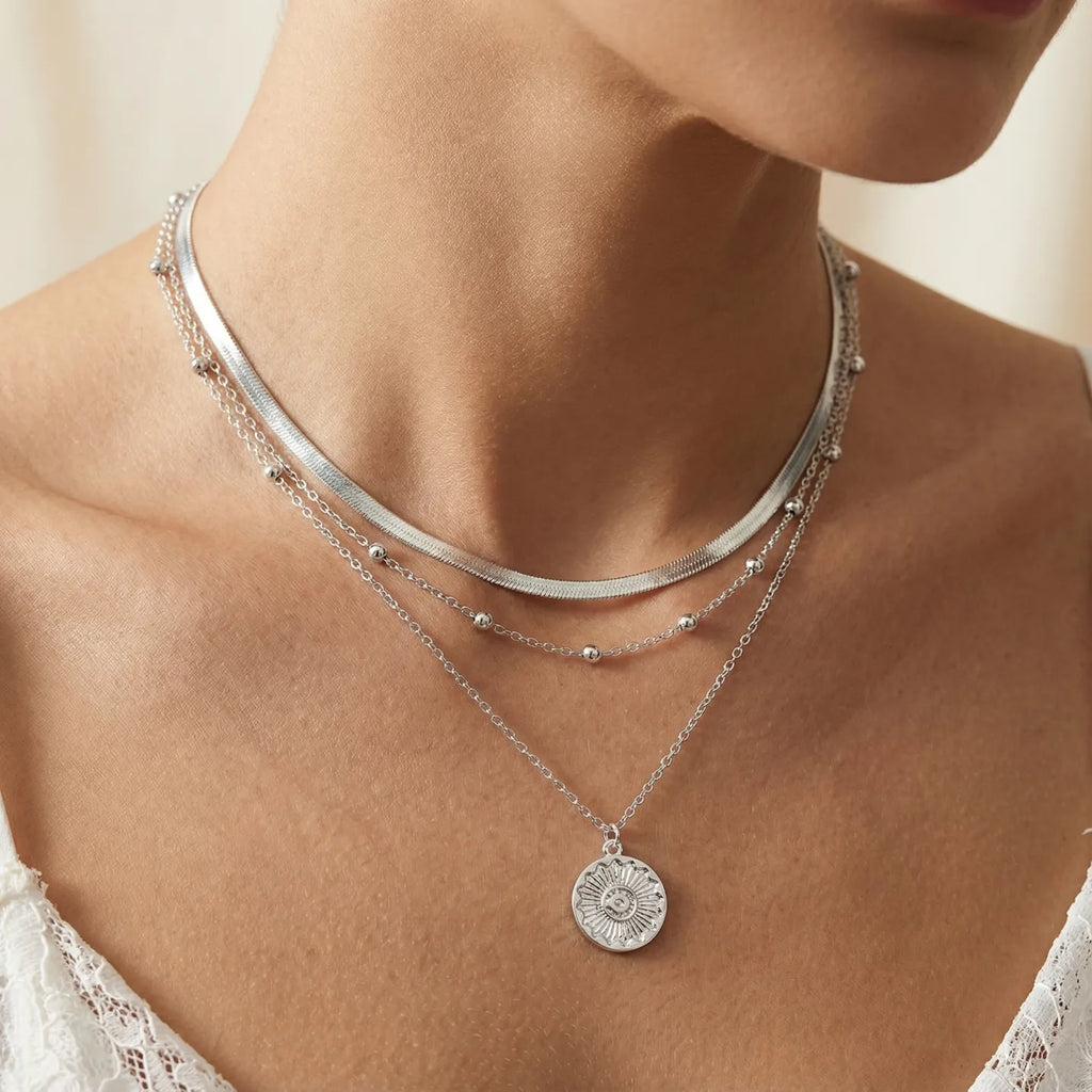 Collier multirang argent