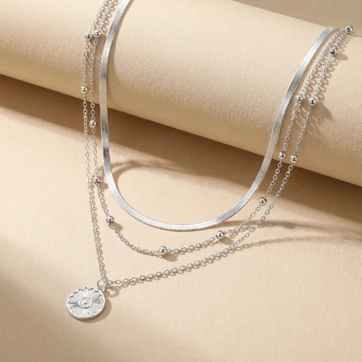 Collier multirang argent