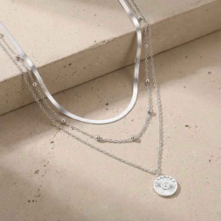 Collier multirang argent
