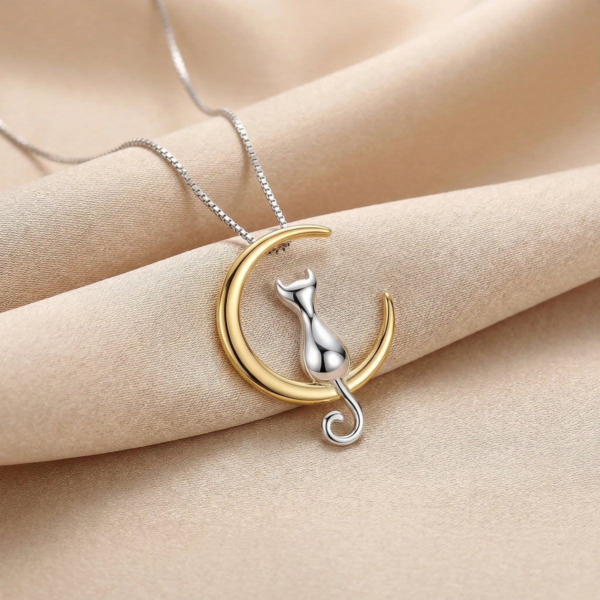 Collier pendentif chat or