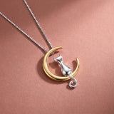 Collier pendentif chat or