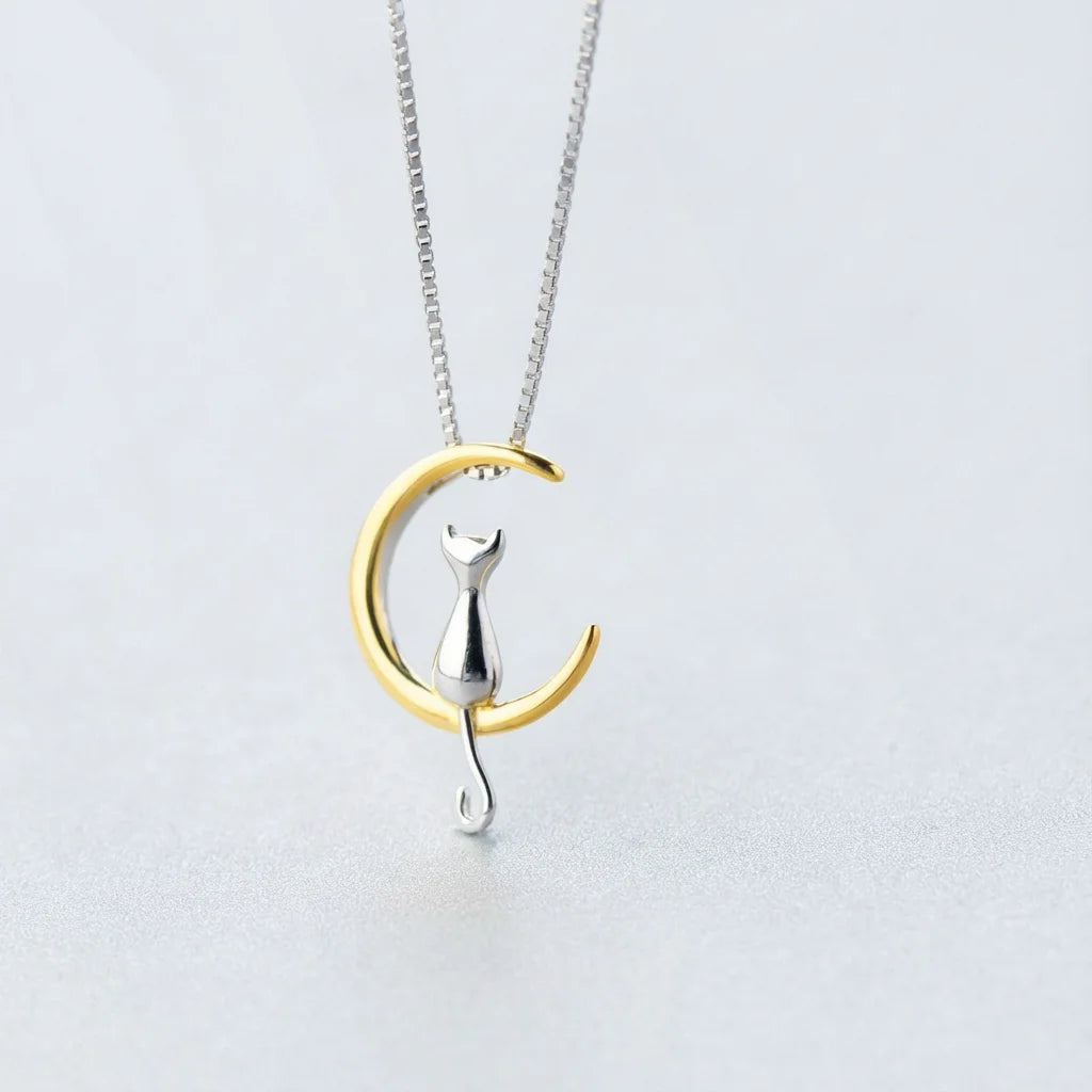 Collier pendentif chat or