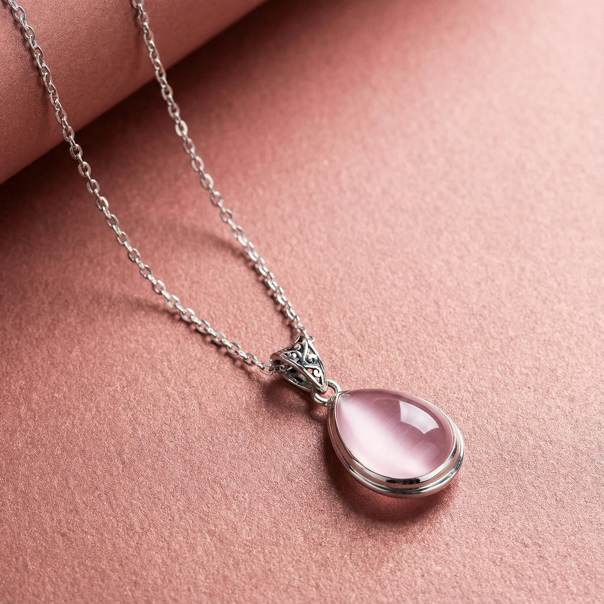 Collier pendentif quartz rose
