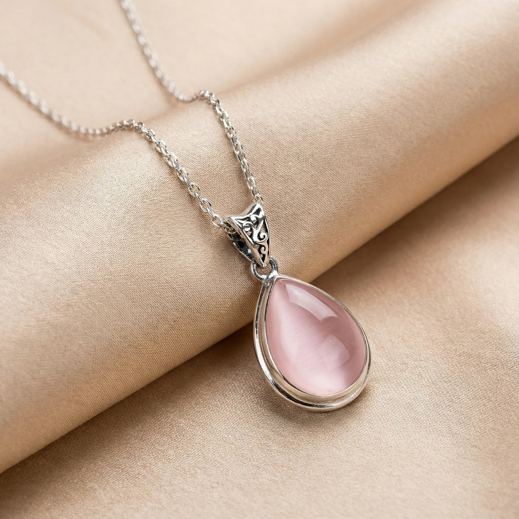Collier pendentif quartz rose