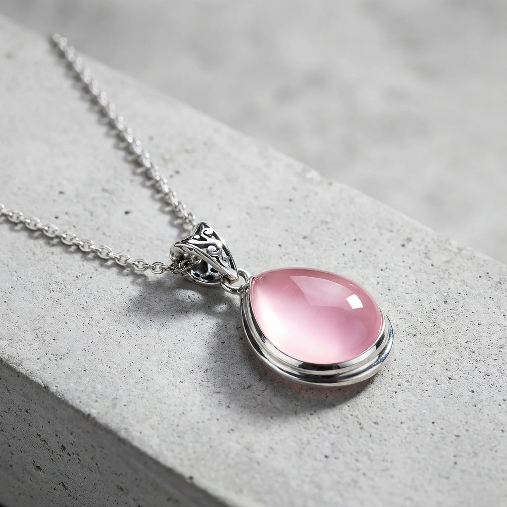 Collier pendentif quartz rose
