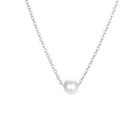 Collier perle blanche argent