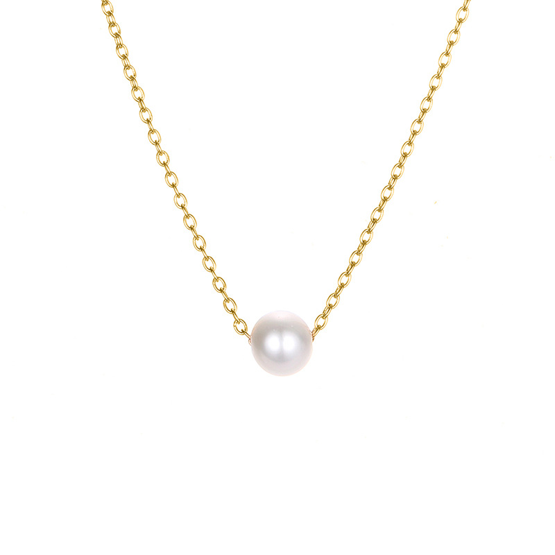 Collier perle blanche doré