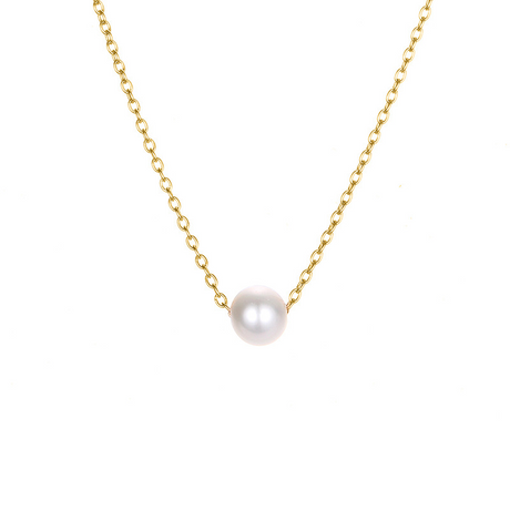 Collier perle blanche doré