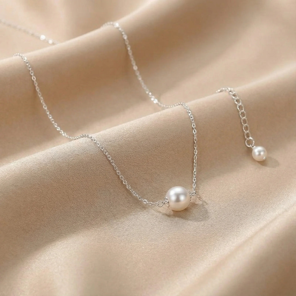 Collier perle blanche ras de cou