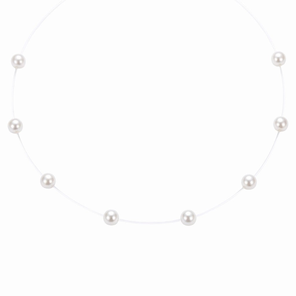 Collier perle fil transparent