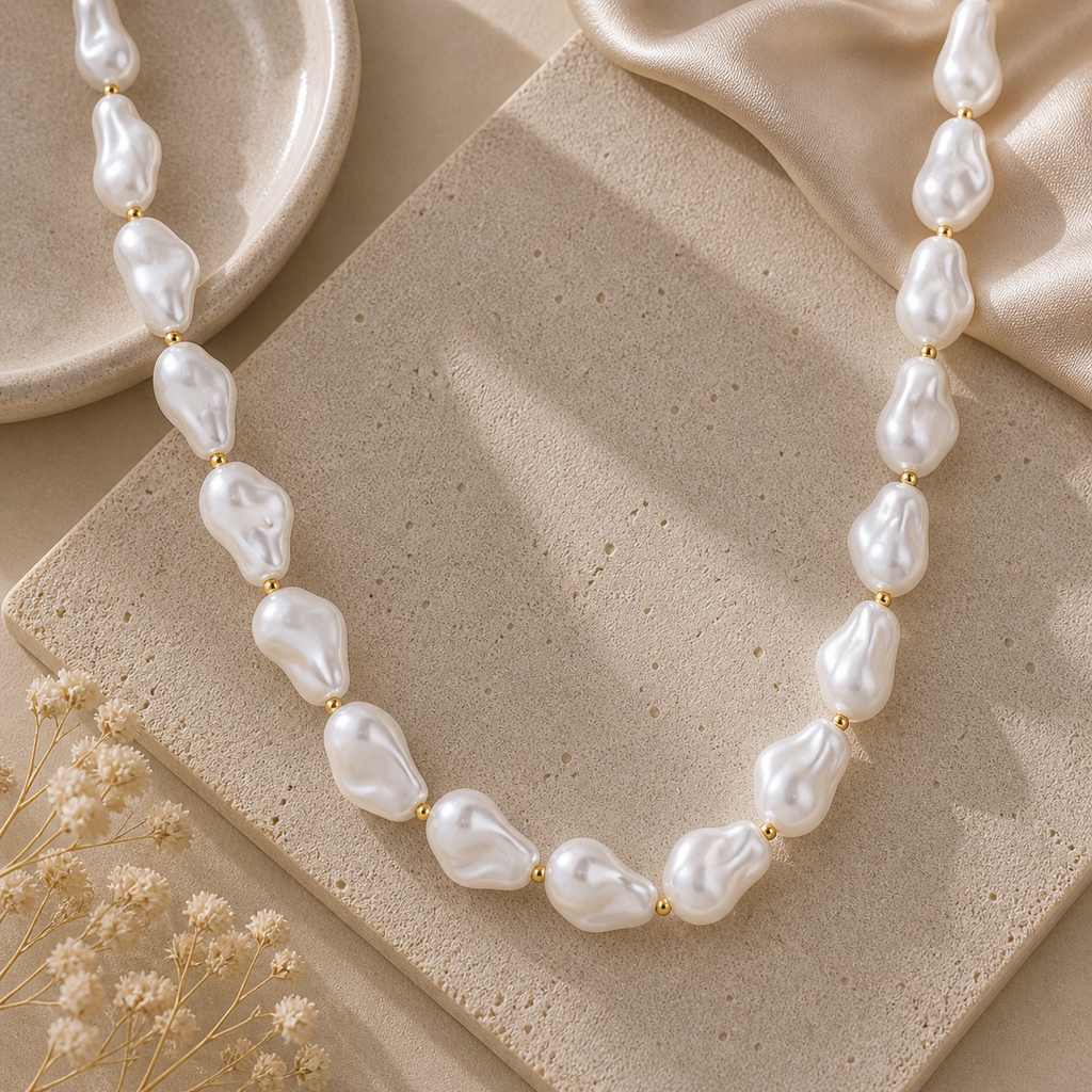 Collier perles d’imitation style rétro