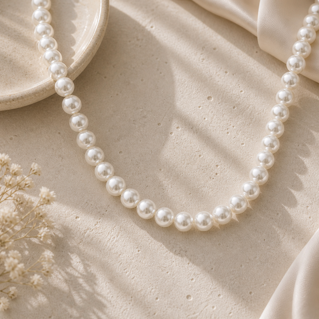 Collier perles d'imitation effet nacré 14 mm