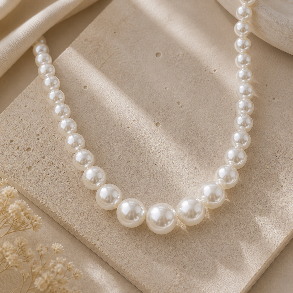 Collier perles d'imitation effet nacrées graduées 20mm