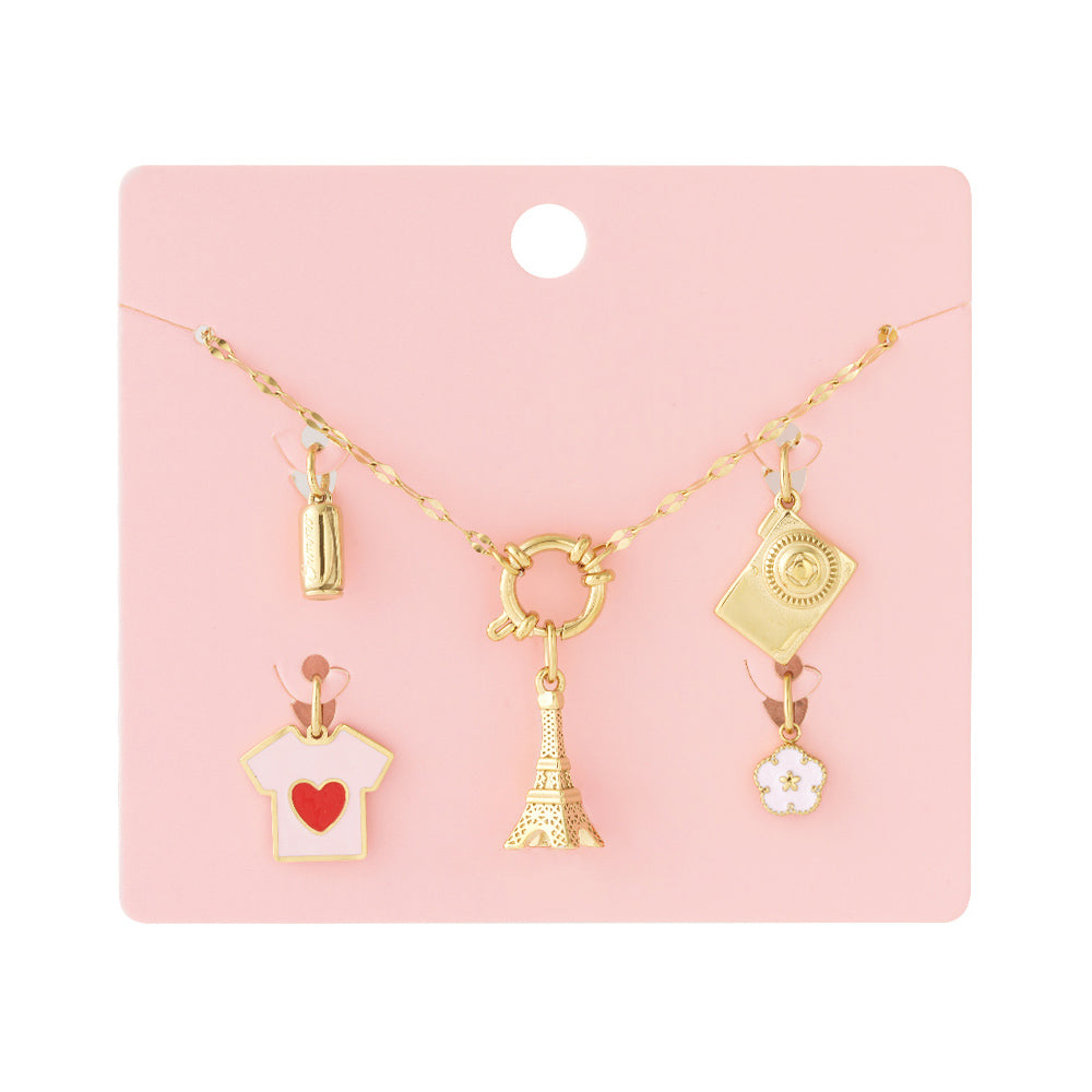 Collier personnalisable Tour Eiffel et charms Paris