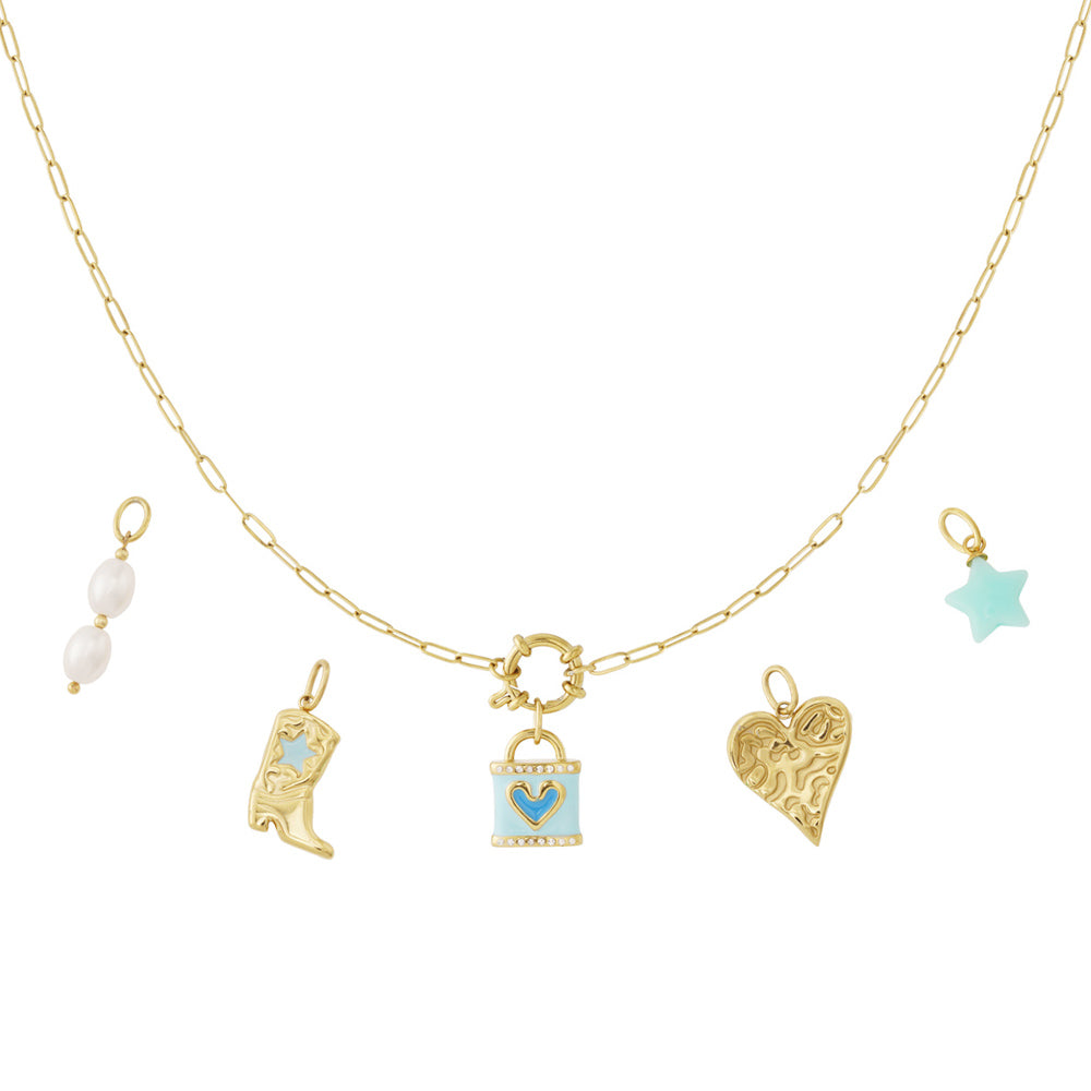 Collier personnalisable à pampilles cœur et botte