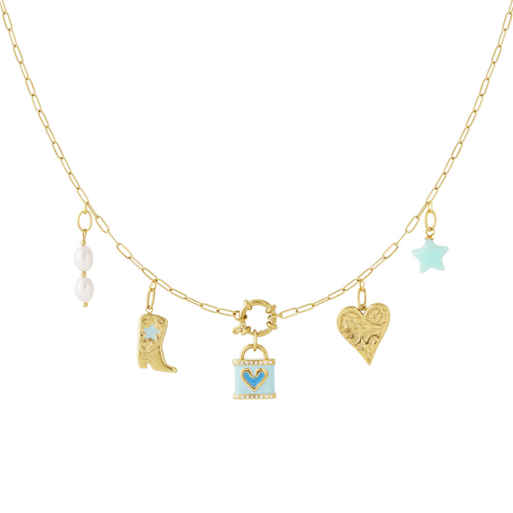 Collier personnalisable à pampilles cœur et botte