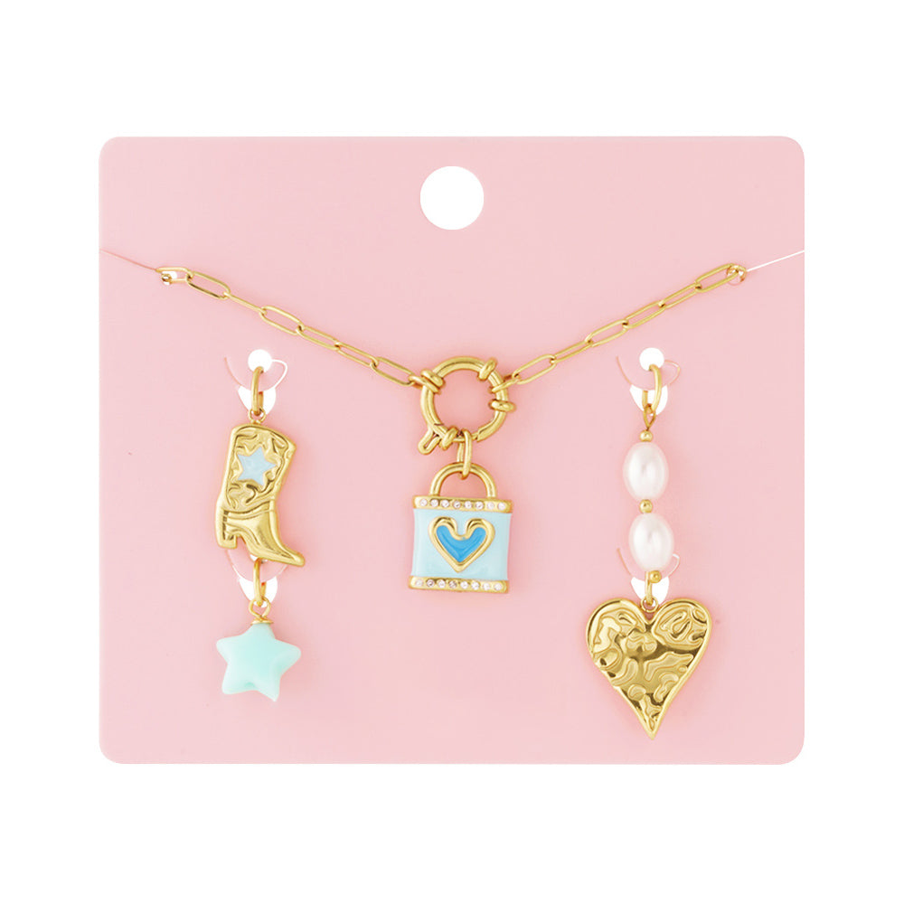 Collier personnalisable à pampilles cœur et botte