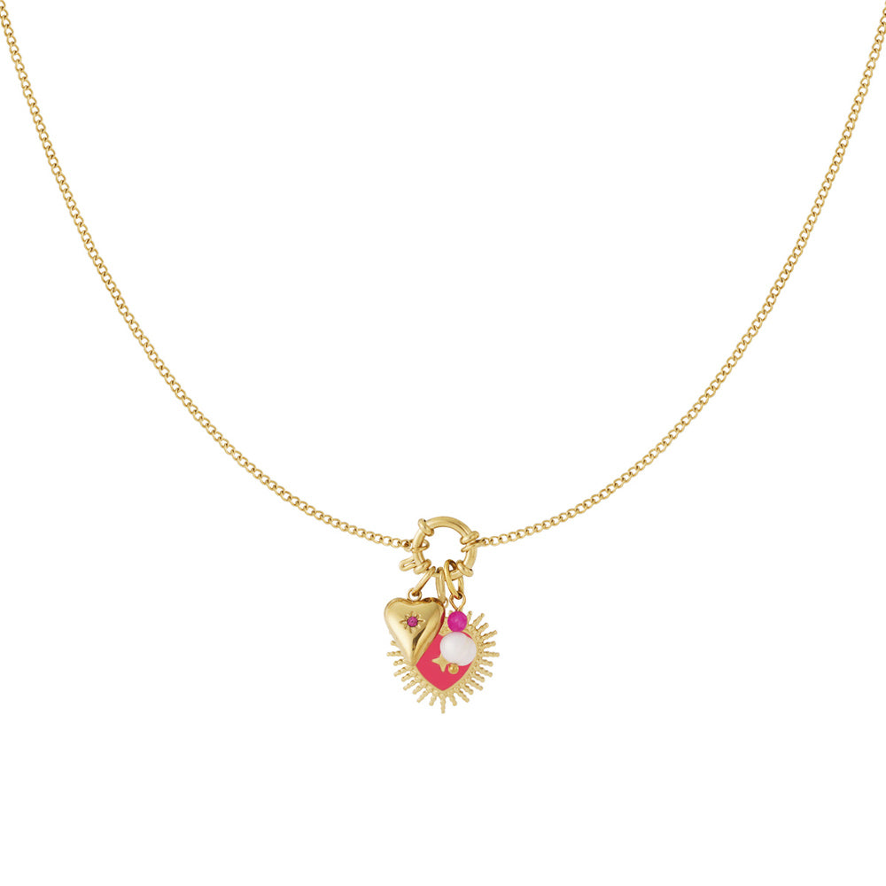 Collier personnalisable cœur rayonnant rose