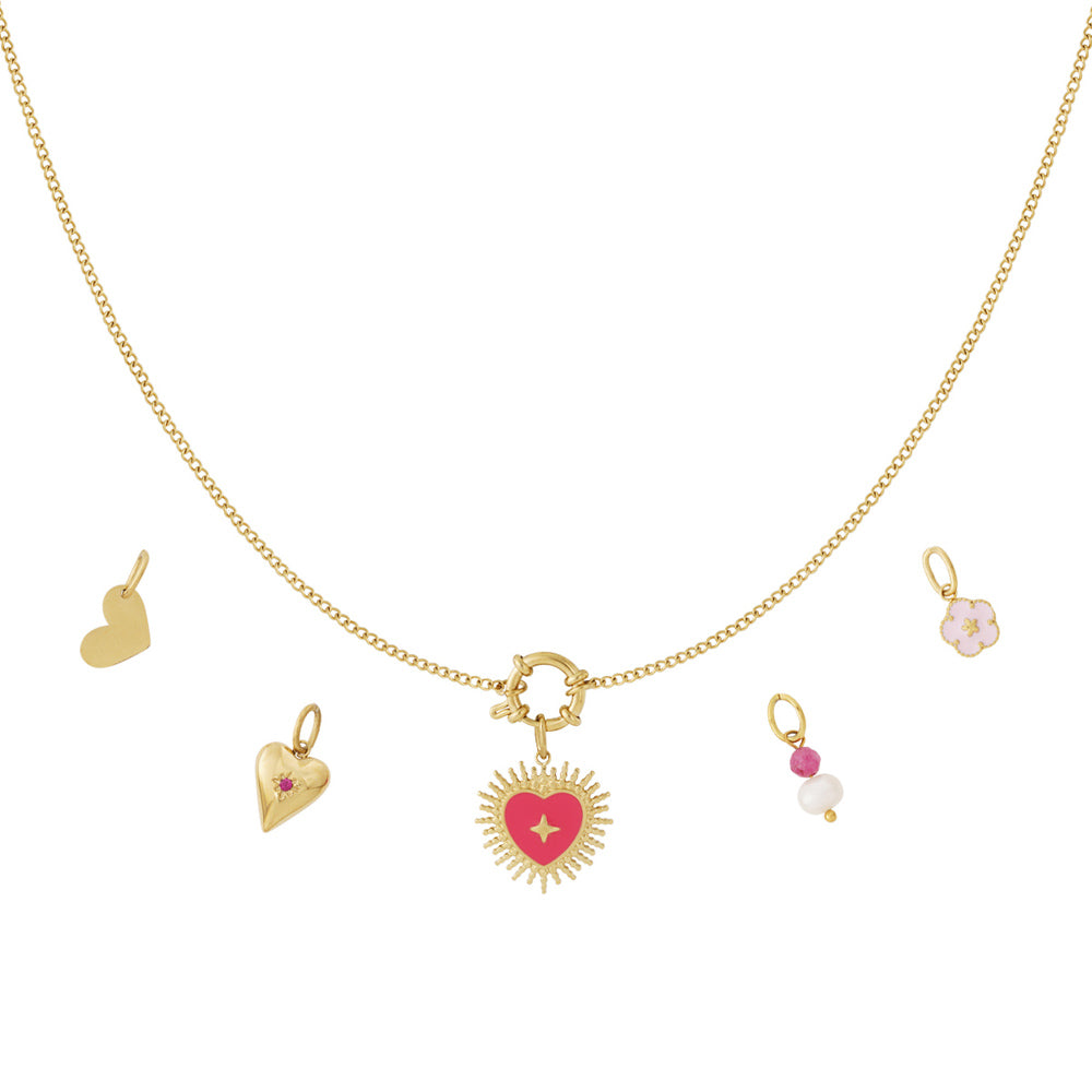 Collier personnalisable cœur rayonnant rose