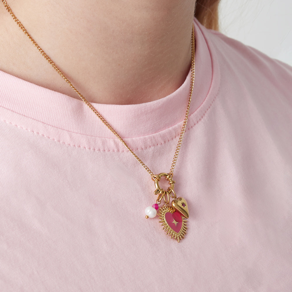 Collier personnalisable cœur rayonnant rose