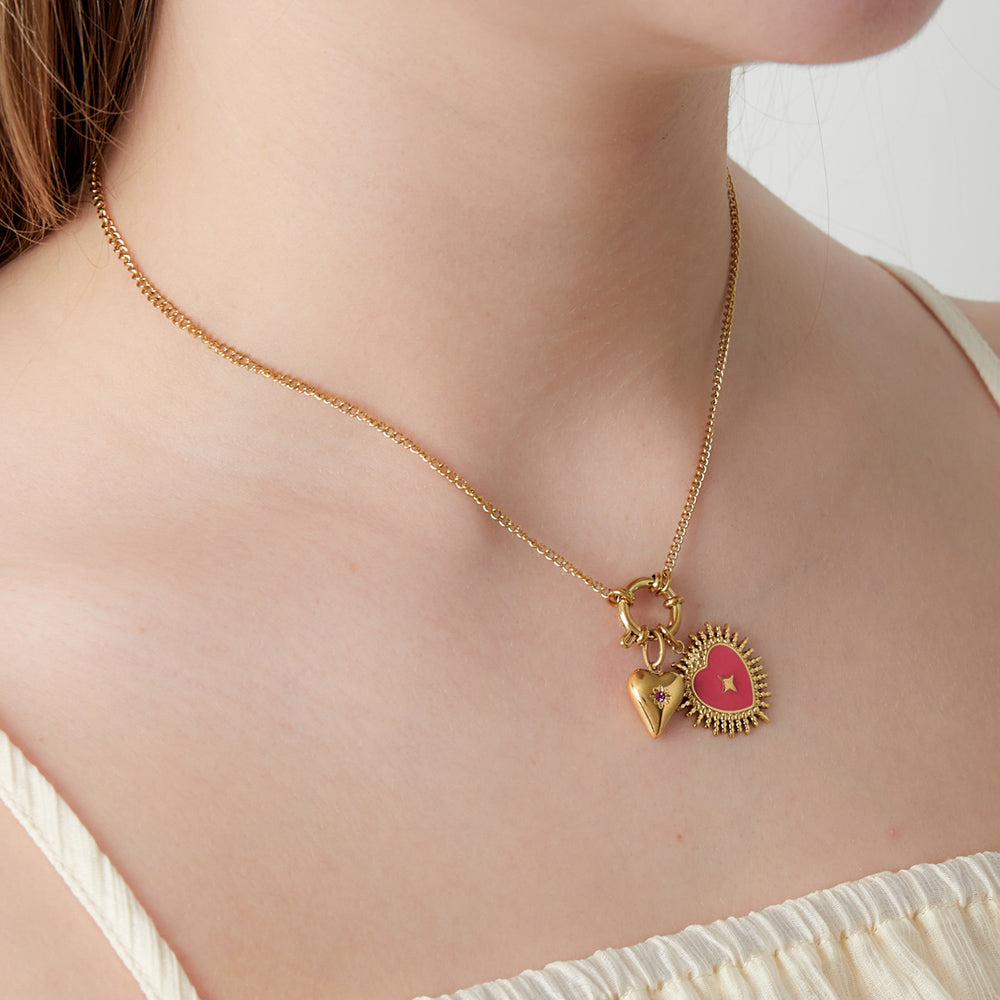 Collier personnalisable cœur rayonnant rose