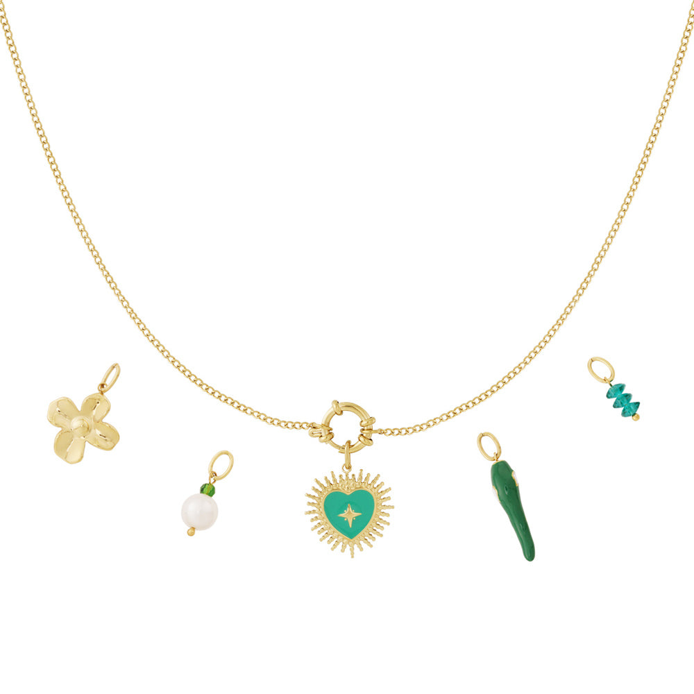 Collier personnalisable cœur vert doré
