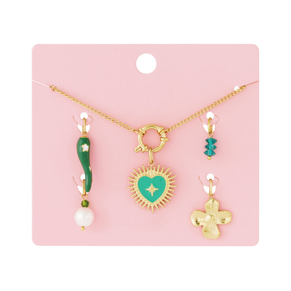 Collier personnalisable cœur vert doré