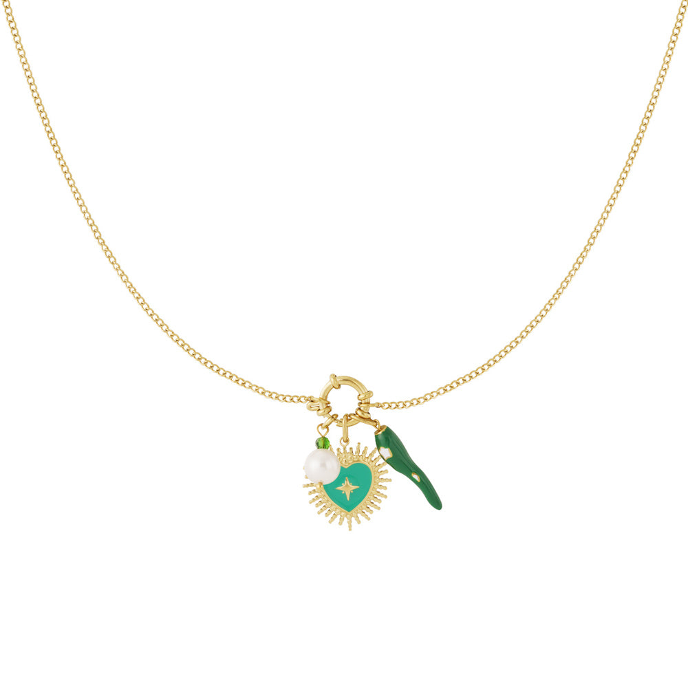 Collier personnalisable cœur vert doré