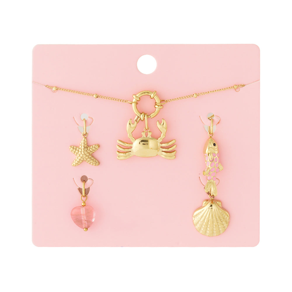 Collier personnalisable crabe et pampilles marines