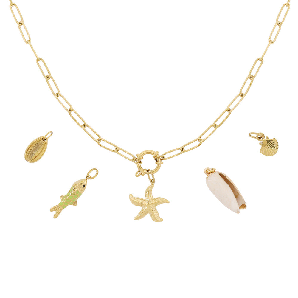 Collier personnalisable étoile de mer et coquillages doré