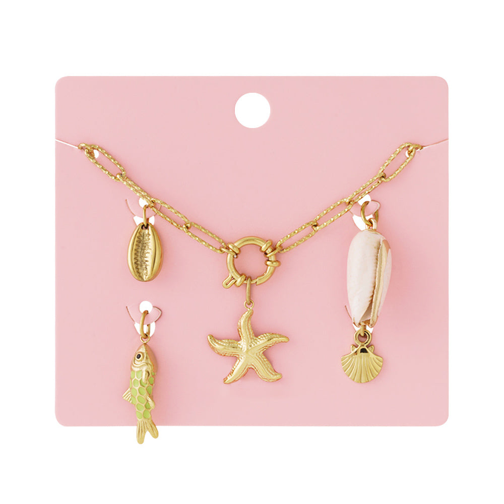 Collier personnalisable étoile de mer et coquillages doré