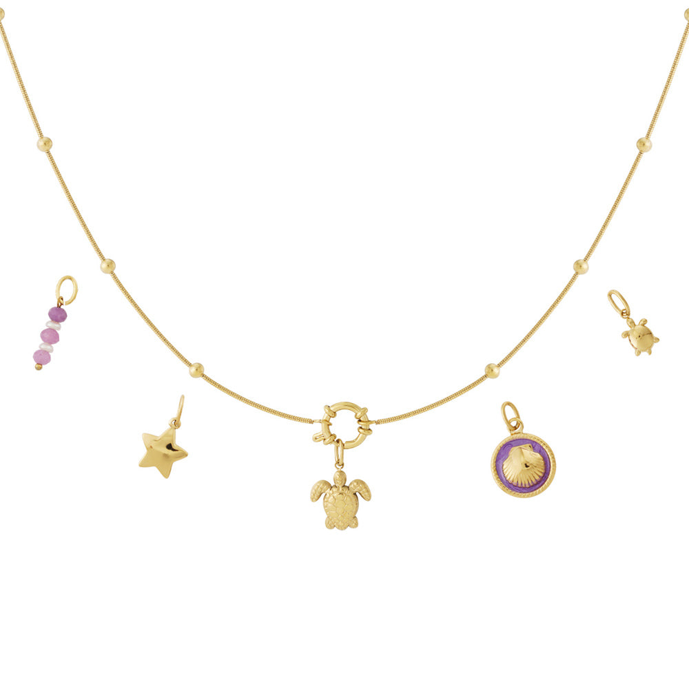Collier personnalisable tortue et coquillage doré