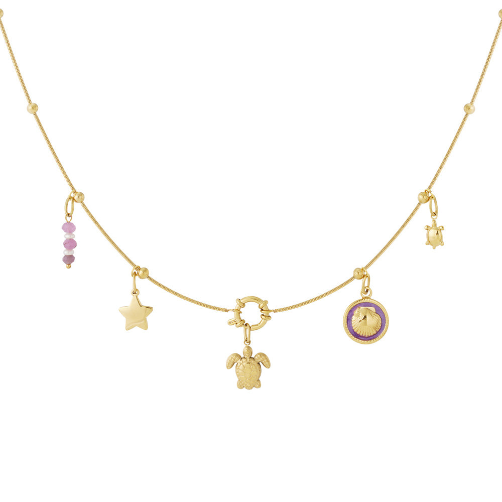 Collier personnalisable tortue et coquillage doré