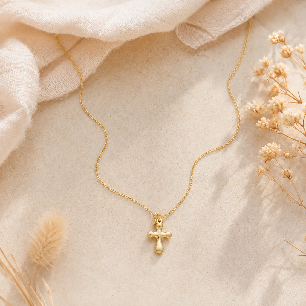 Collier petite croix arrondie moderne