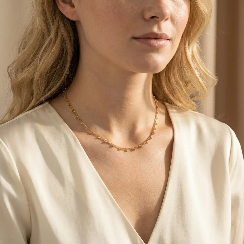 Collier ras de cou billes pampilles