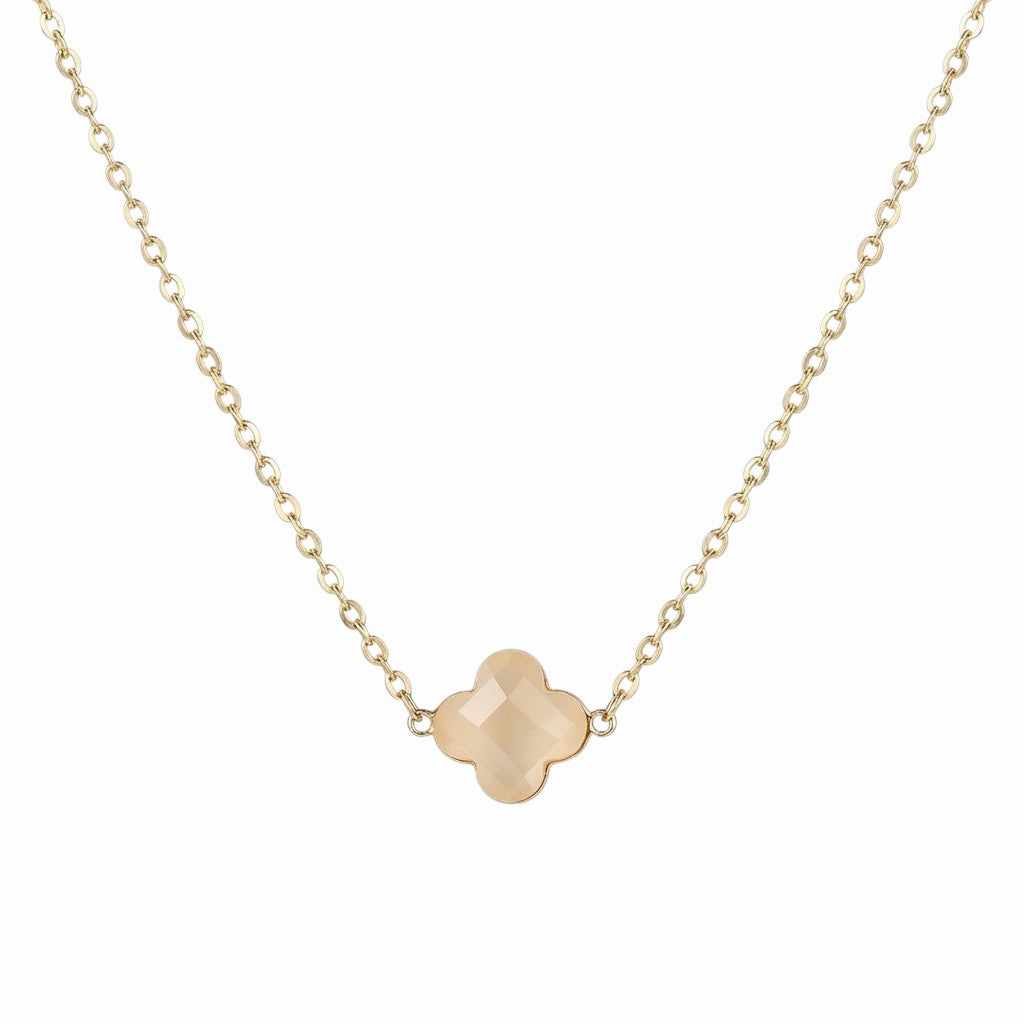 Collier ras de cou trèfle en pierre