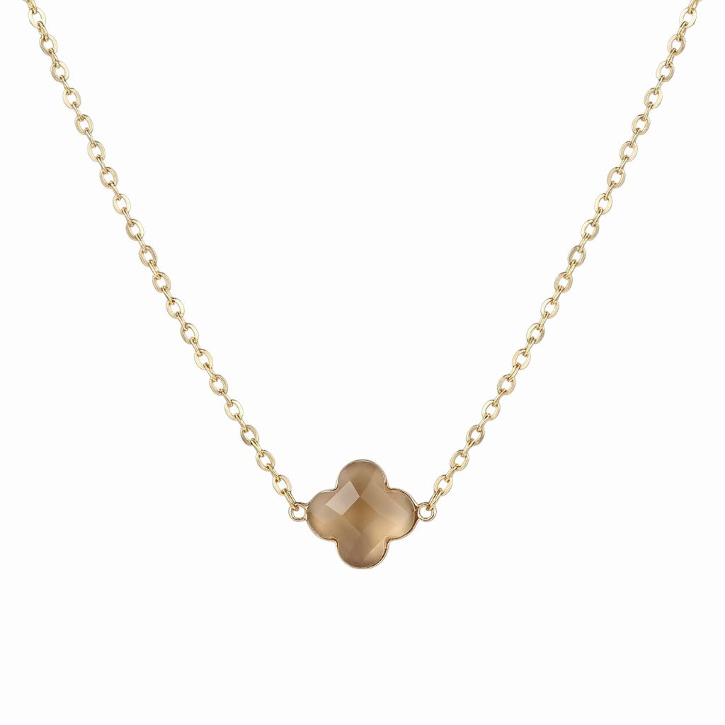 Collier ras de cou trèfle en pierre