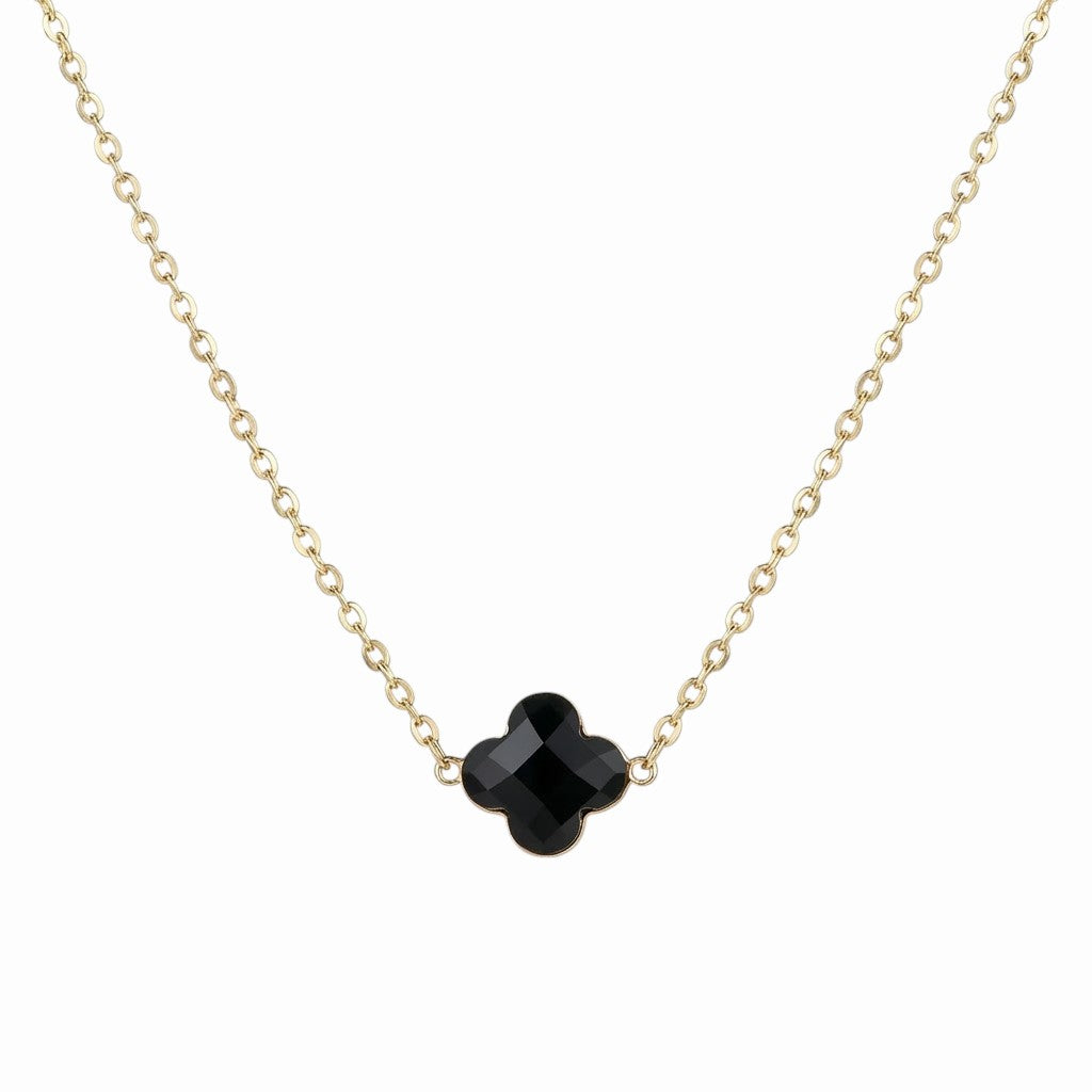 Collier ras de cou trèfle en pierre