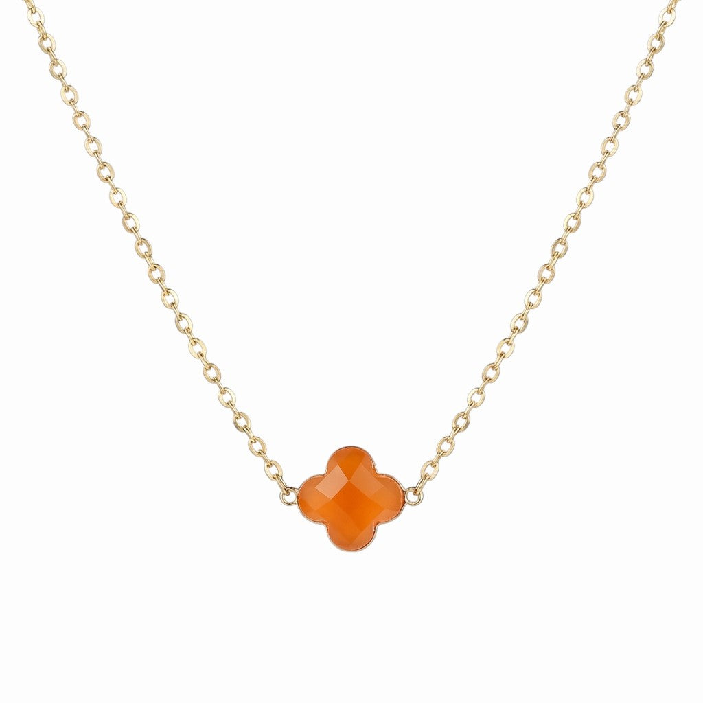 Collier ras de cou trèfle en pierre