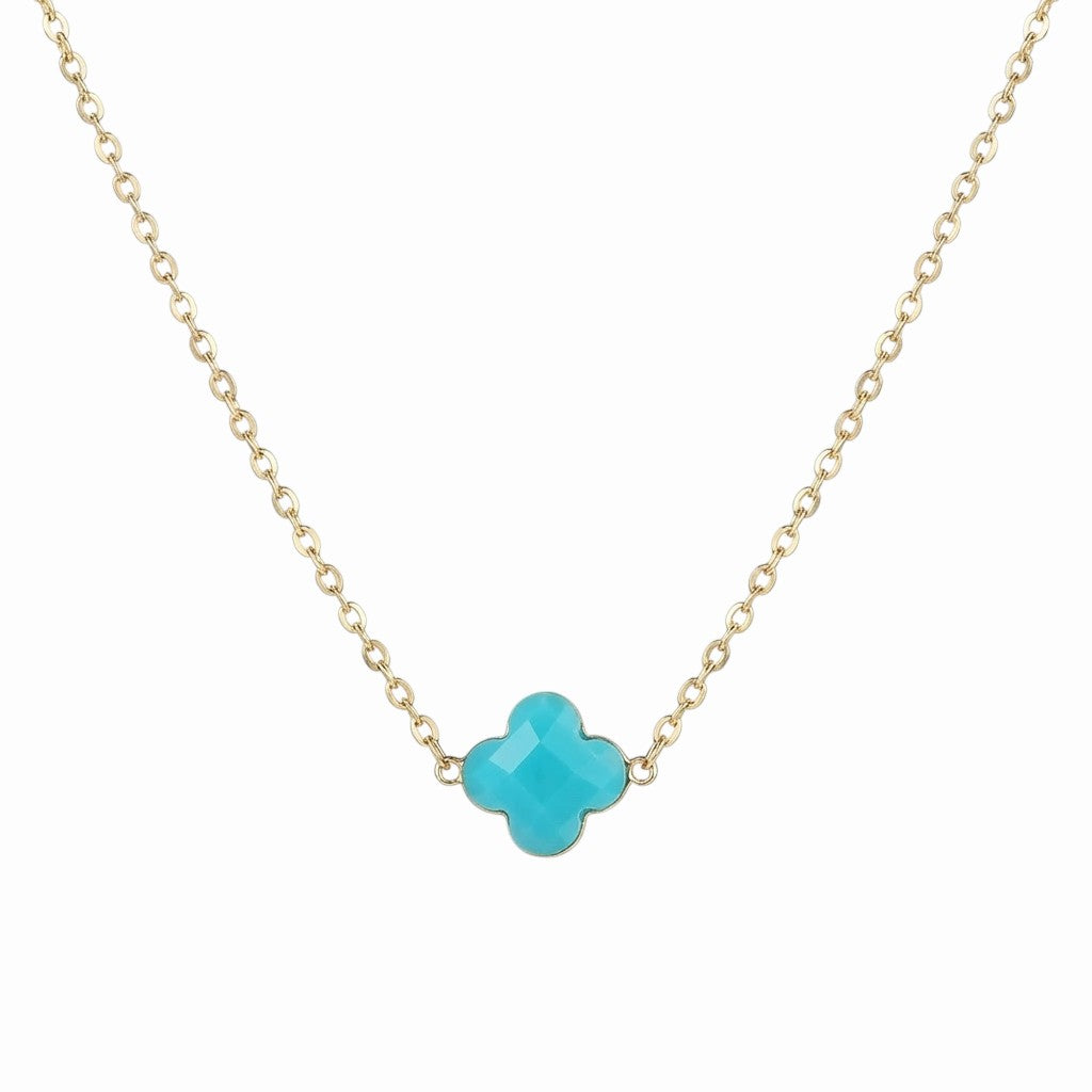 Collier ras de cou trèfle en pierre