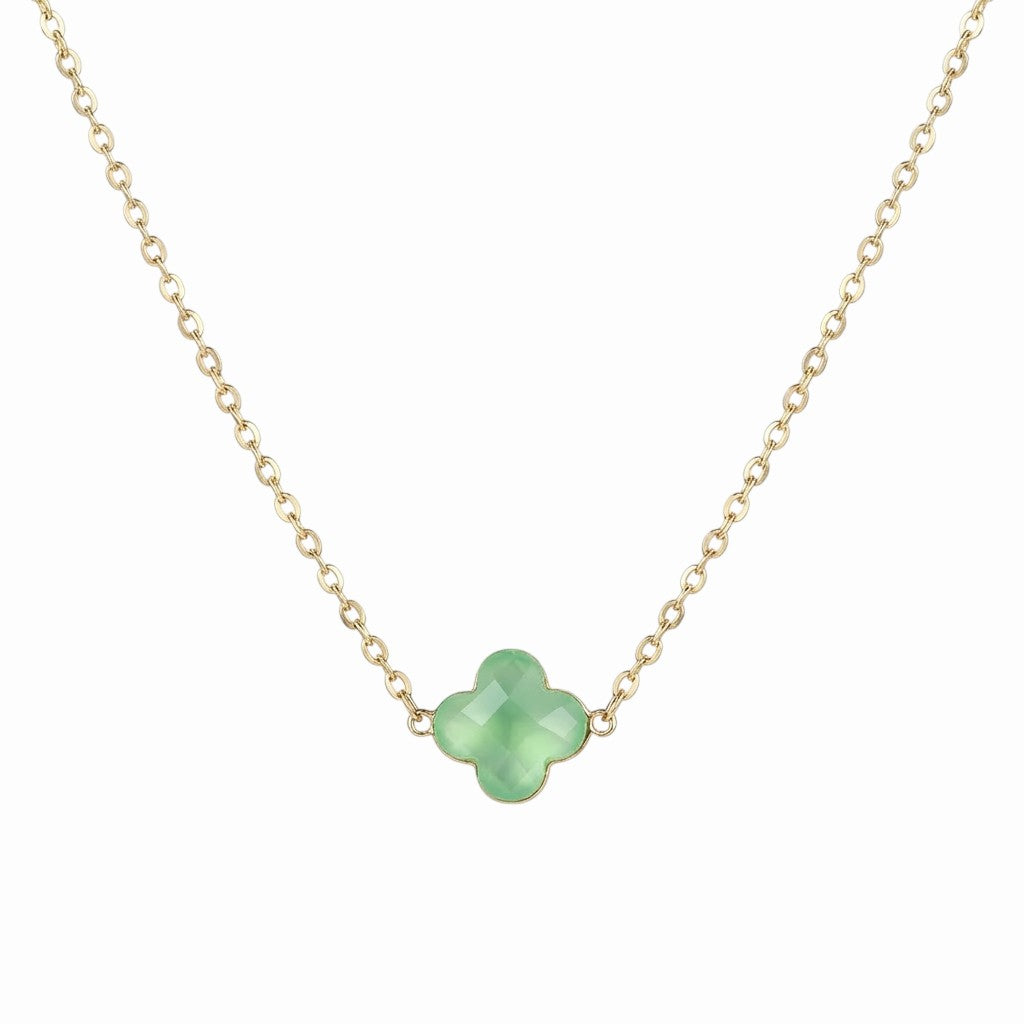 Collier ras de cou trèfle en pierre
