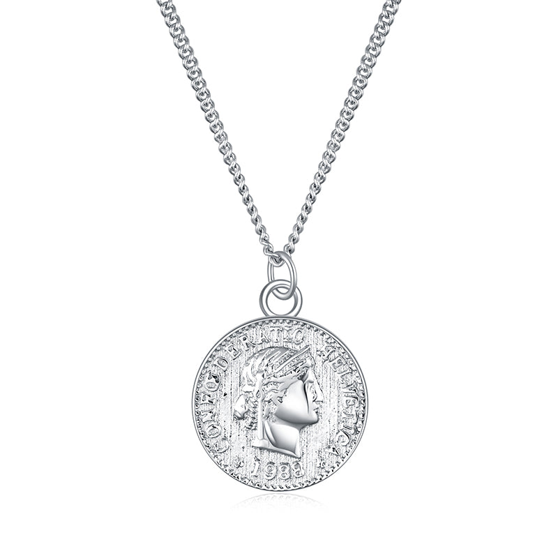 Collier rond pièce de monnaie argent