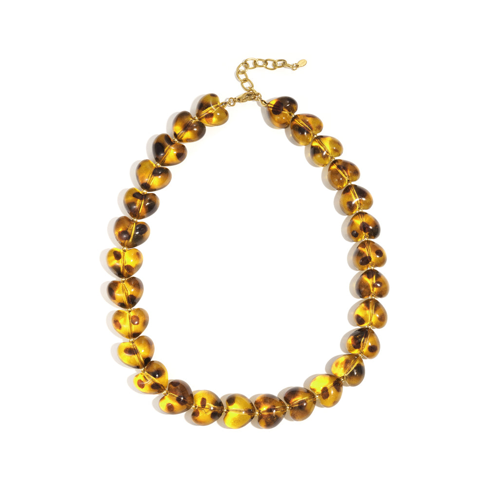 Collier perles d'imitation acrylique cœur imprimé léopard