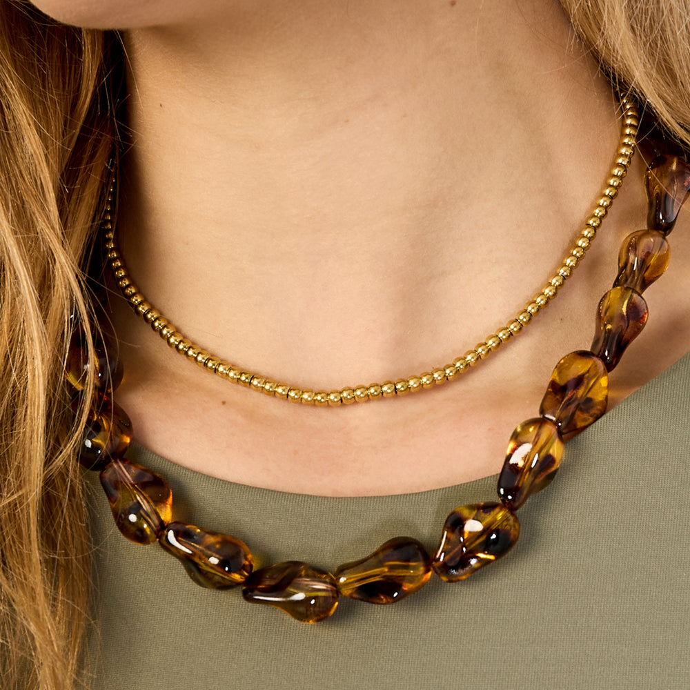 Collier perle d'imitation acrylique écaille de tortue