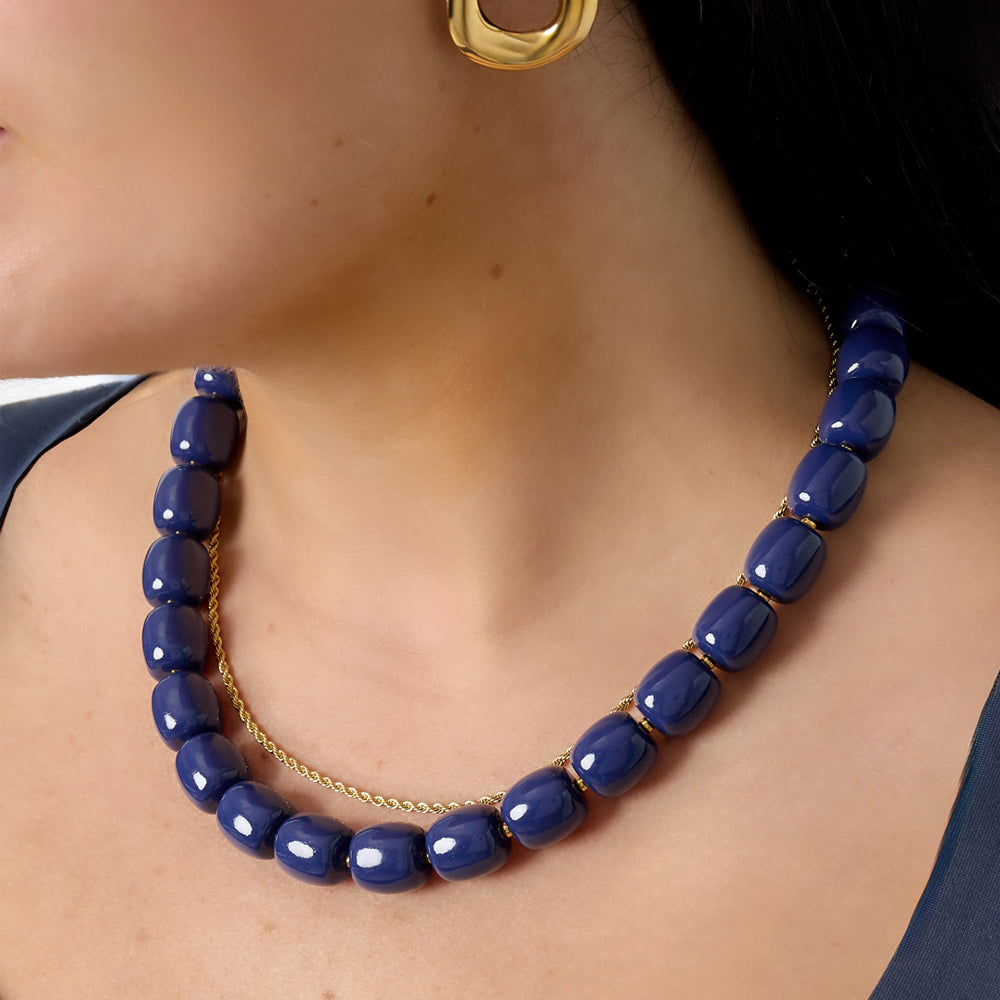 Collier perles d'imitation acrylique séparatrices dorées