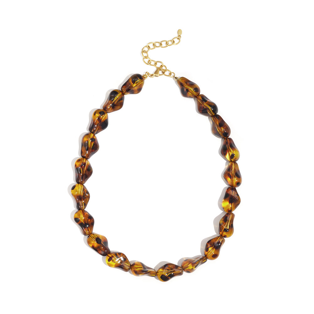 Collier perle d'imitation acrylique écaille de tortue
