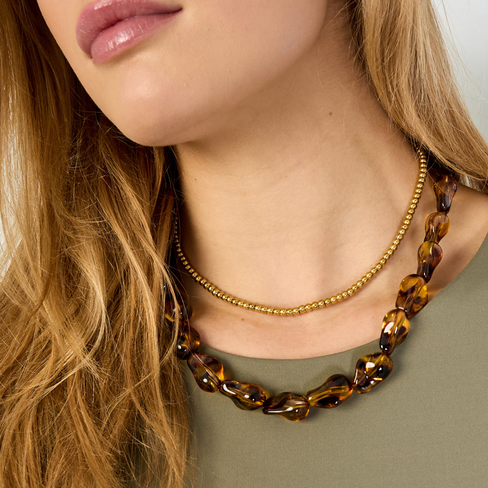 Collier perle d'imitation acrylique écaille de tortue