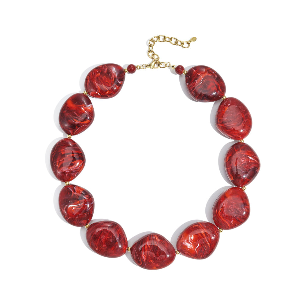 Collier oversize perles d'imitation acrylique marbrées