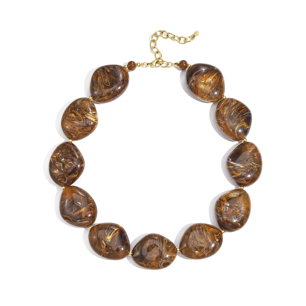 Collier oversize perles d'imitation acrylique marbrées