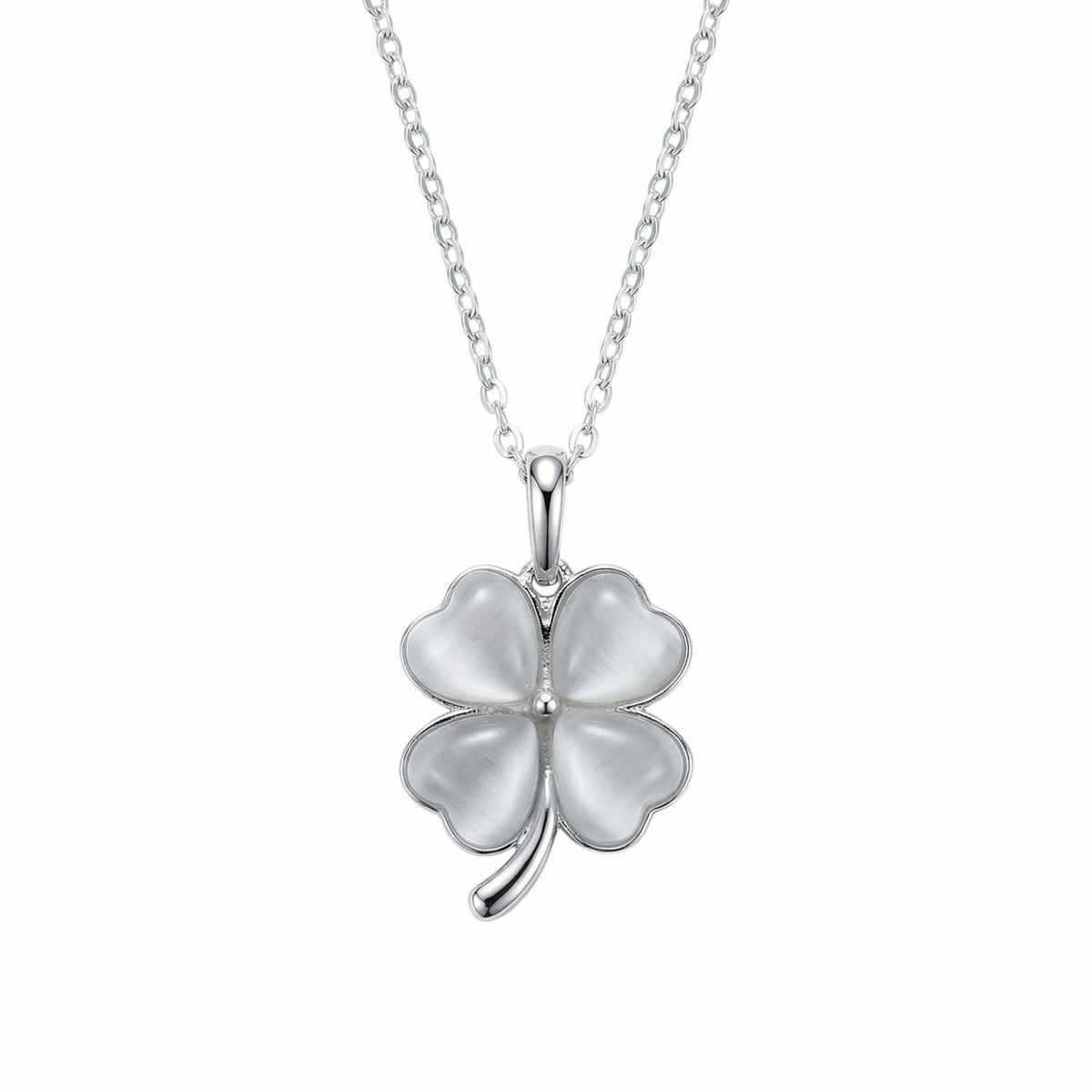 Pendentif Trèfle en Jade blanc et Argent 925 Pendentif Trèfle en Jade blanc et Argent 925